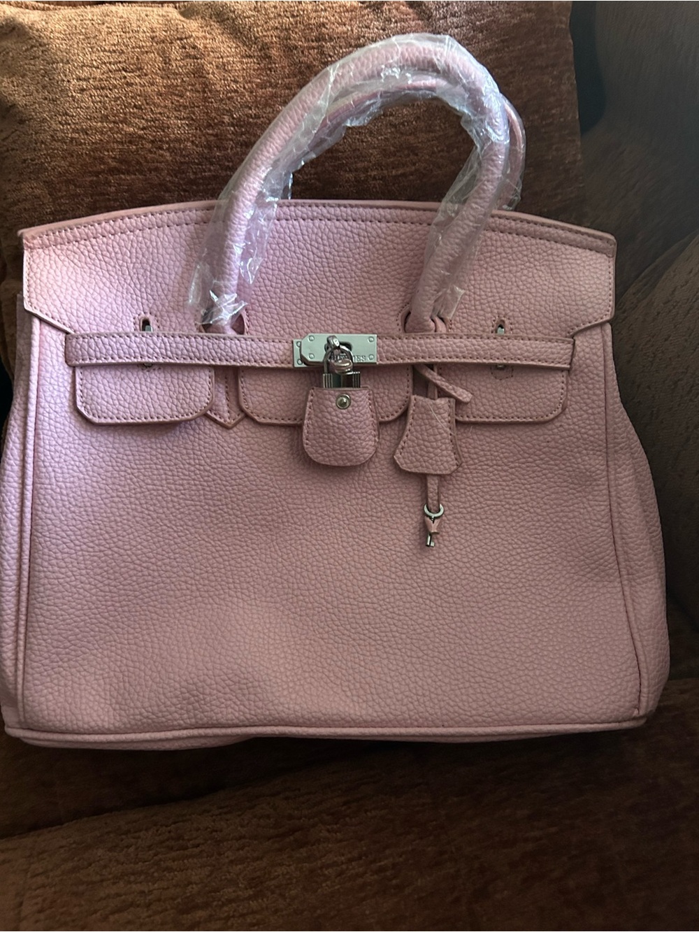 Classic Structured Pink birken inspired Leather Tote Bag